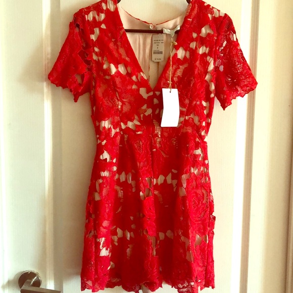 NWT Mendocino Red Lace Romper - Picture 2 of 5